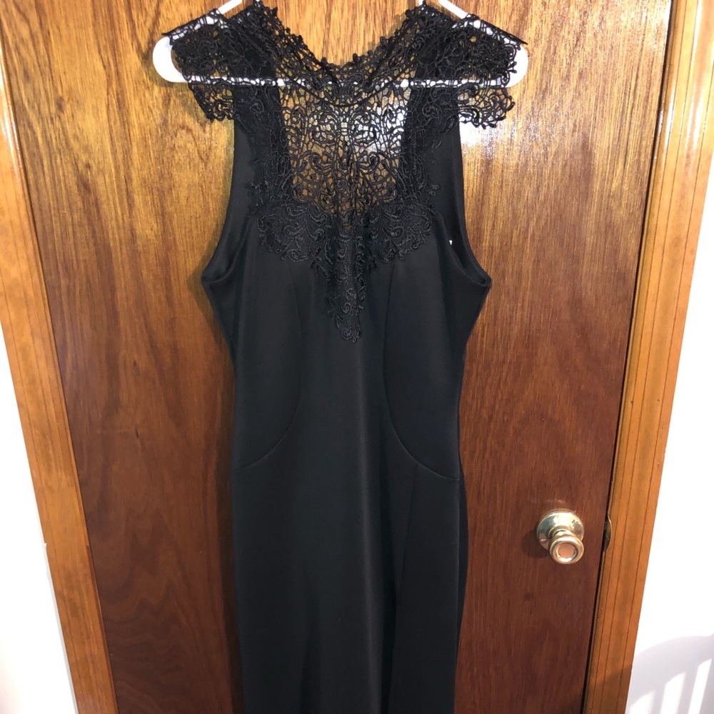 Black Gown With Lace Neckline